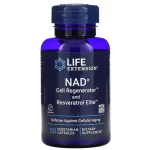 NAD+ Regenerador Celular y Resveratrol Elite Cápsulas Life Extension - 30 Ct