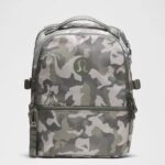 Lululemon New Crew Backpack 22L - Flora Camo Grey Multi/Grey Sage/silver